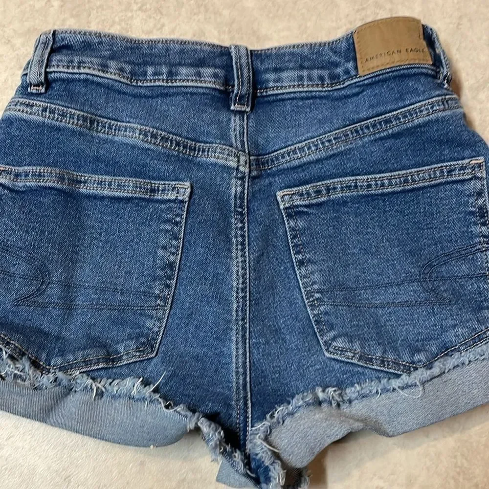 American eagle women’s mom shorts high-rise denim size 0 - Picture 5 of 5